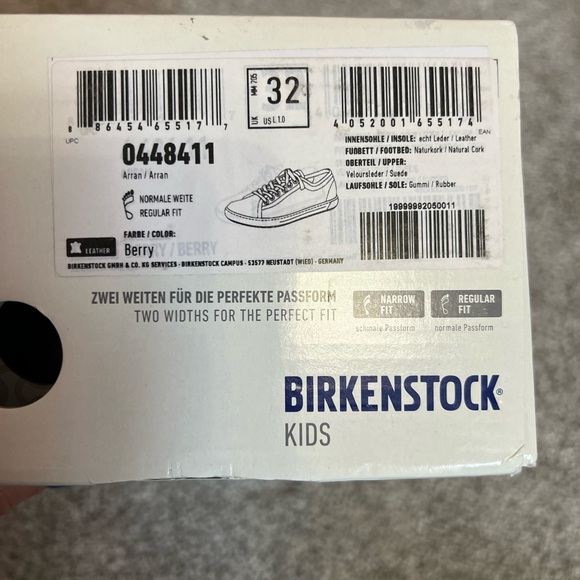 Birkenstock Kids ARRAN Berry Suede Sneakers size 1-1.5 - Picture 5 of 5